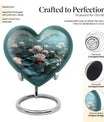 10-inch heart-shaped Lotus Urn, a large aluminium burial urn for cremation ashes