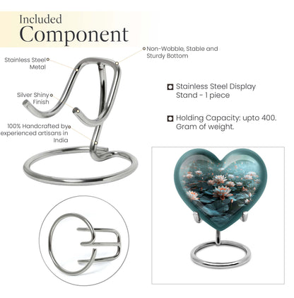 10-inch heart-shaped Lotus Urn, a large aluminium burial urn for cremation ashes