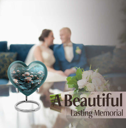 10-inch heart-shaped Lotus Urn, a large aluminium burial urn for cremation ashes