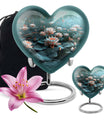 10-inch heart-shaped Lotus Urn, a large aluminium burial urn for cremation ashes