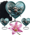 10-inch heart-shaped Lotus Urn, a large aluminium burial urn for cremation ashes