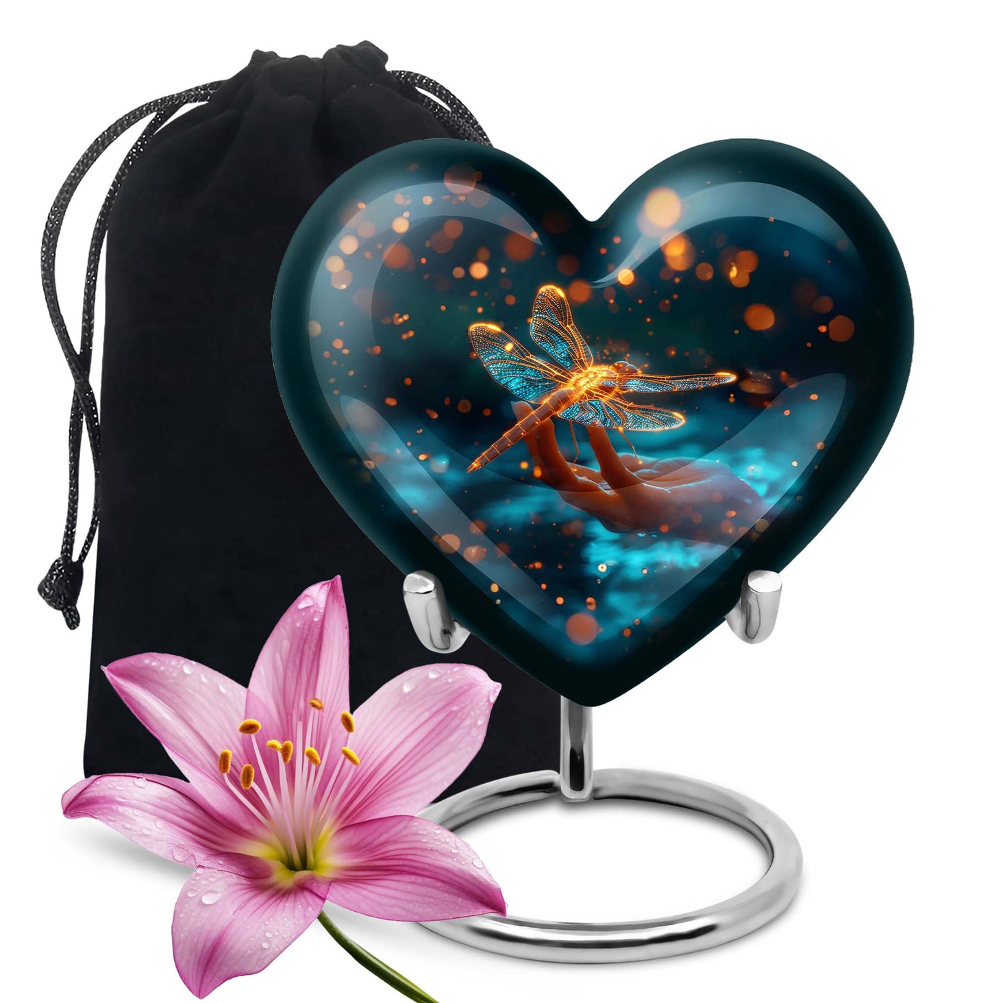 Personalized Dragonfly Cremation Urn for Human Ashes - 10-inch, 200 cu in - Yatskia