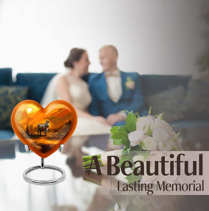 10-inch zebra urn for adult human ashes with heart design, aluminium made, customisable engraving