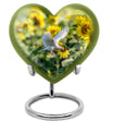 Heart design dove urn, 10 inches aluminium memorial urns for adult female ashes