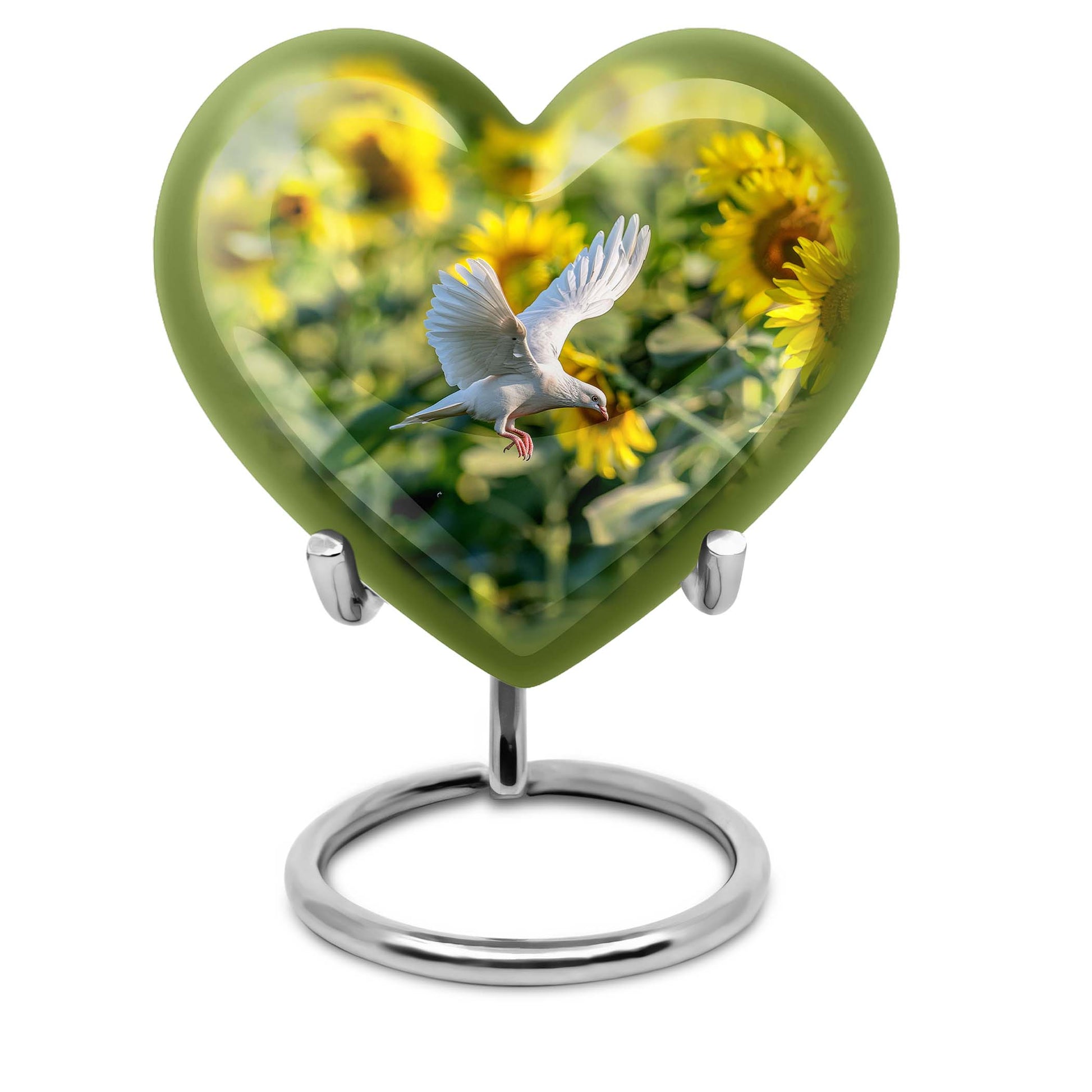 Heart design dove urn, 10 inches aluminium memorial urns for adult female ashes