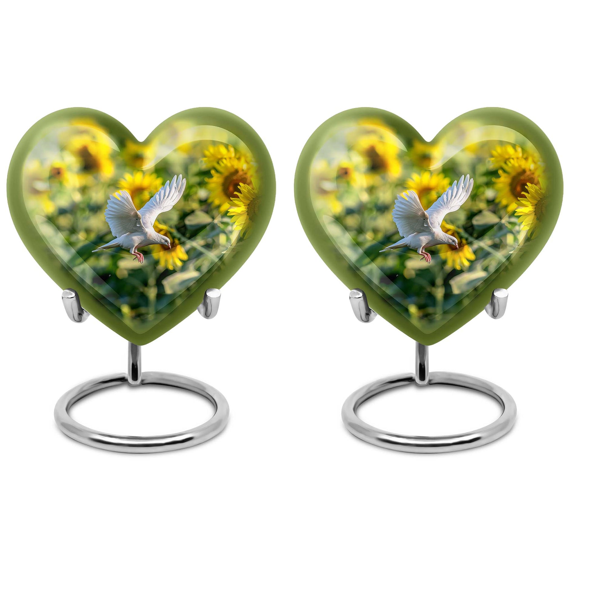 Heart design dove urn, 10 inches aluminium memorial urns for adult female ashes