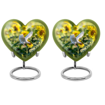 Heart design dove urn, 10 inches aluminium memorial urns for adult female ashes