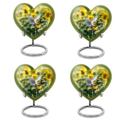 Heart design dove urn, 10 inches aluminium memorial urns for adult female ashes