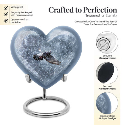 10-inch heart design dove urn with engraving, 