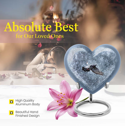 10-inch heart design dove urn with engraving, 