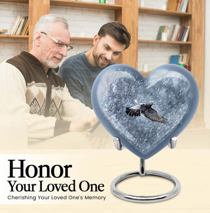 10-inch heart design dove urn with engraving, 