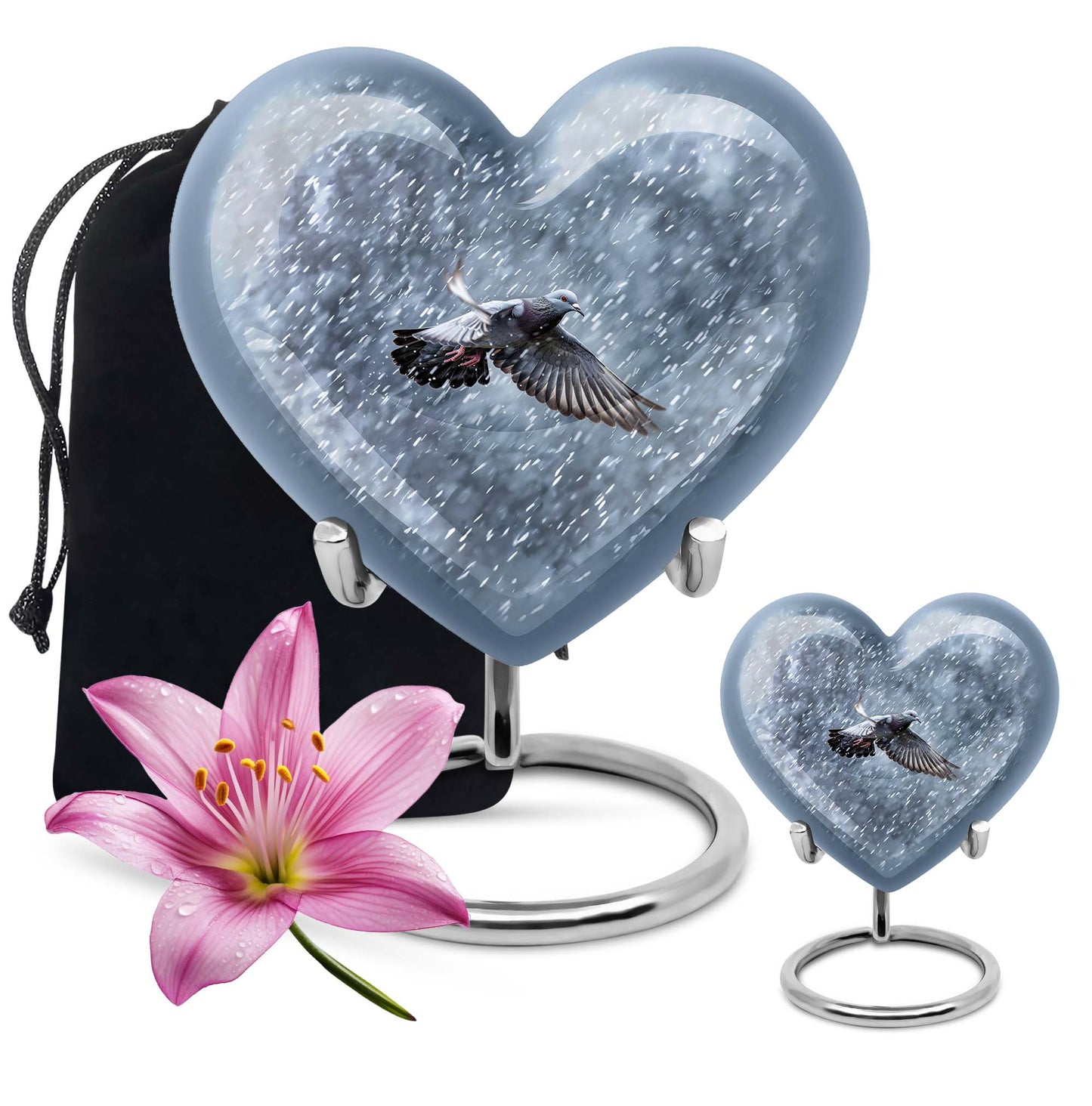 10-inch heart design dove urn with engraving, 