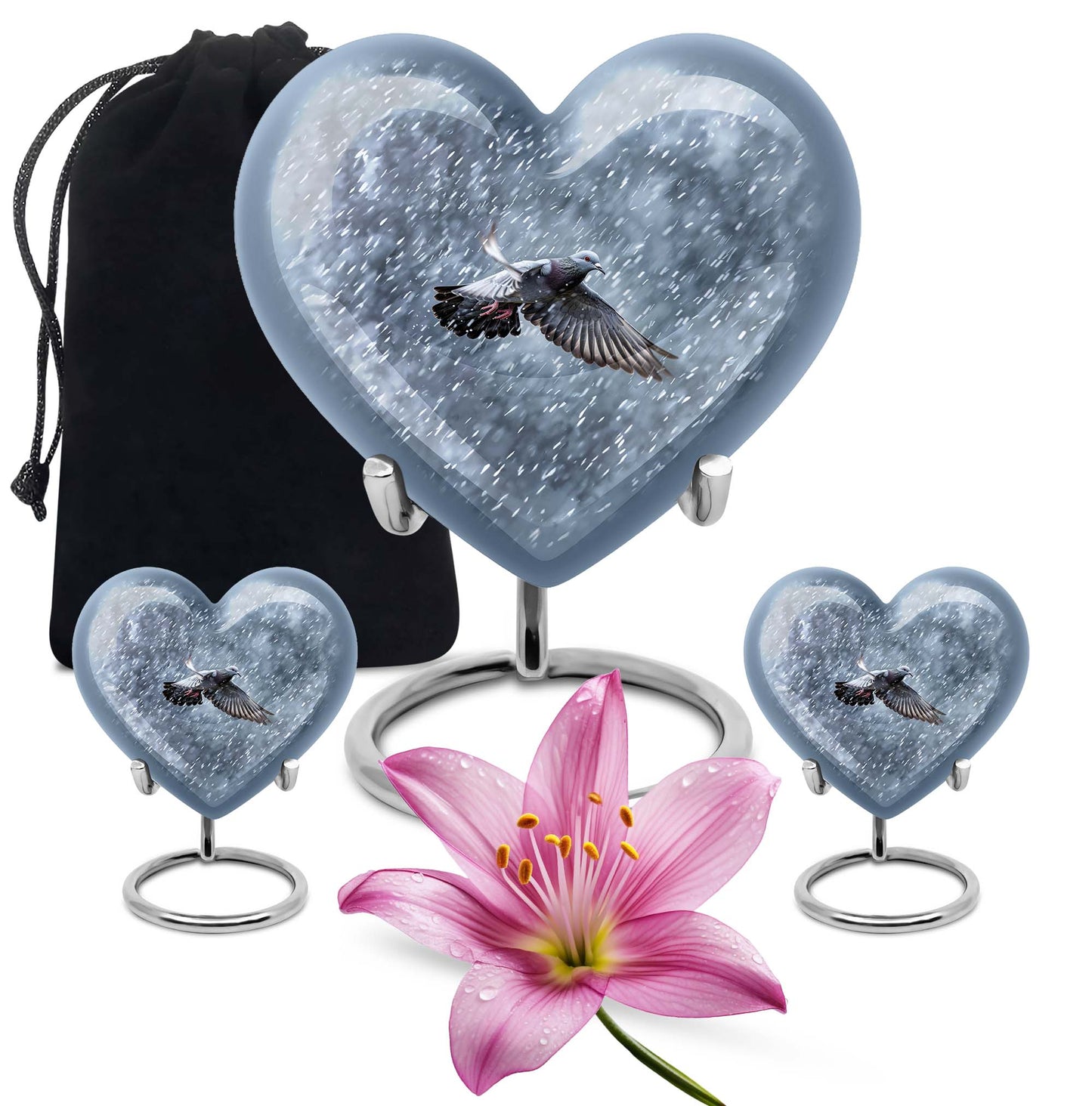 10-inch heart design dove urn with engraving, 