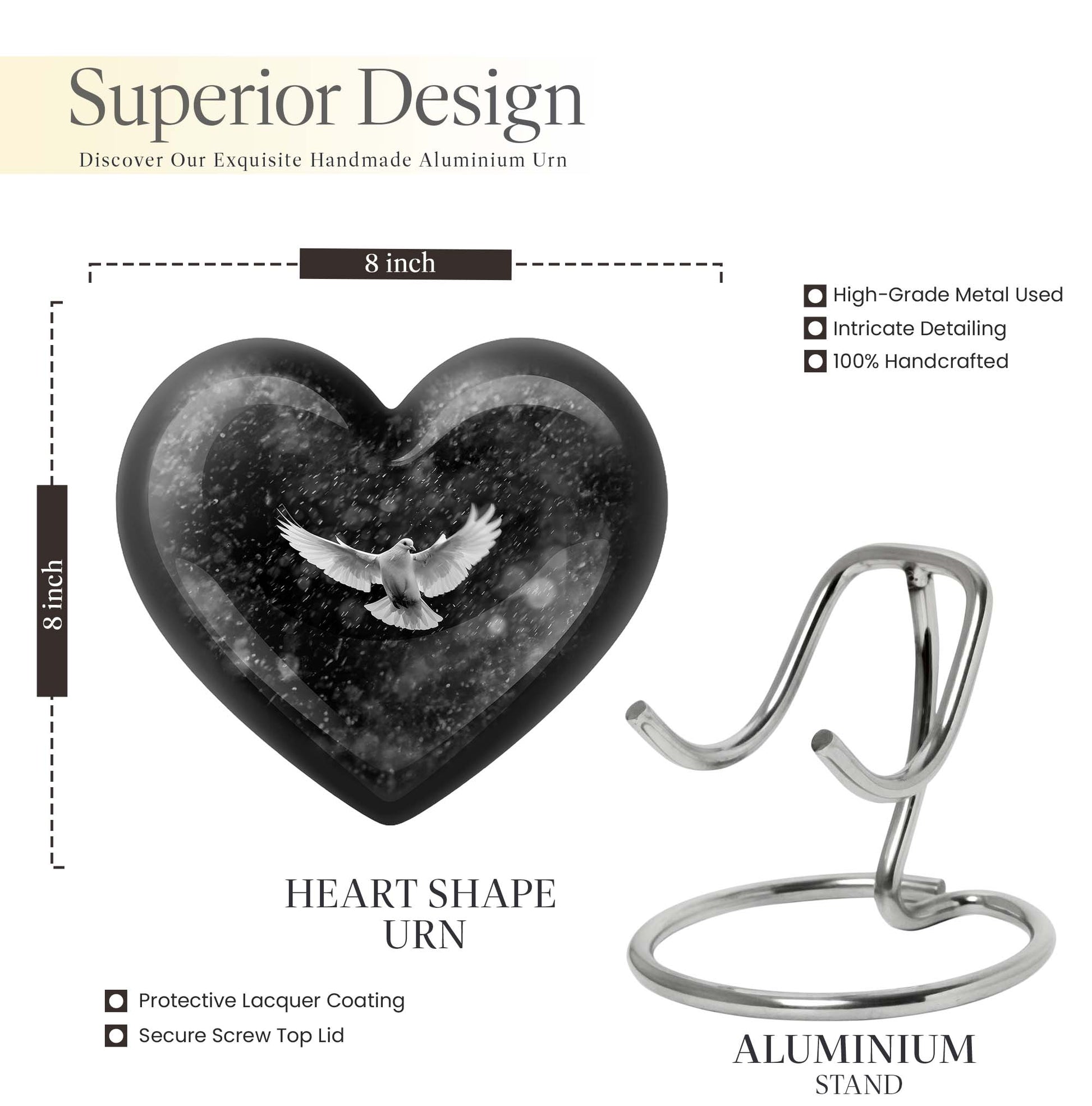 heart-shaped Dove Urn