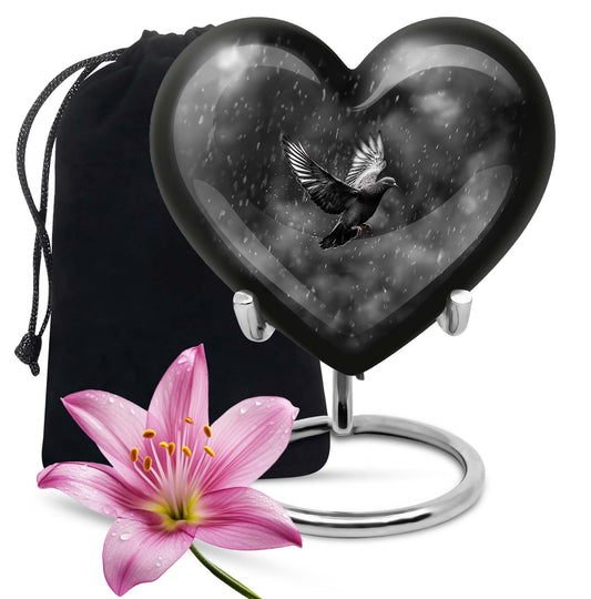 heart-shaped dove urn