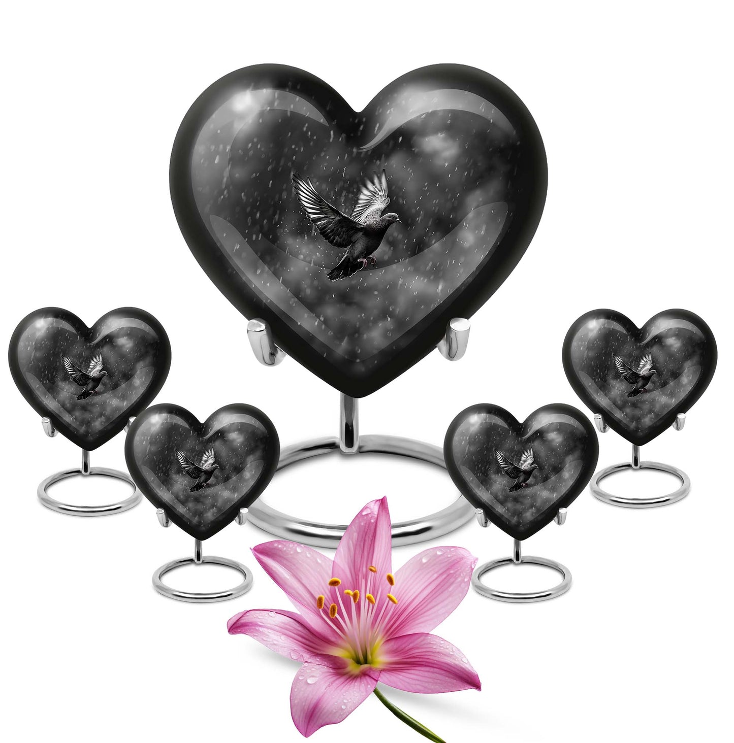 heart-shaped dove urn