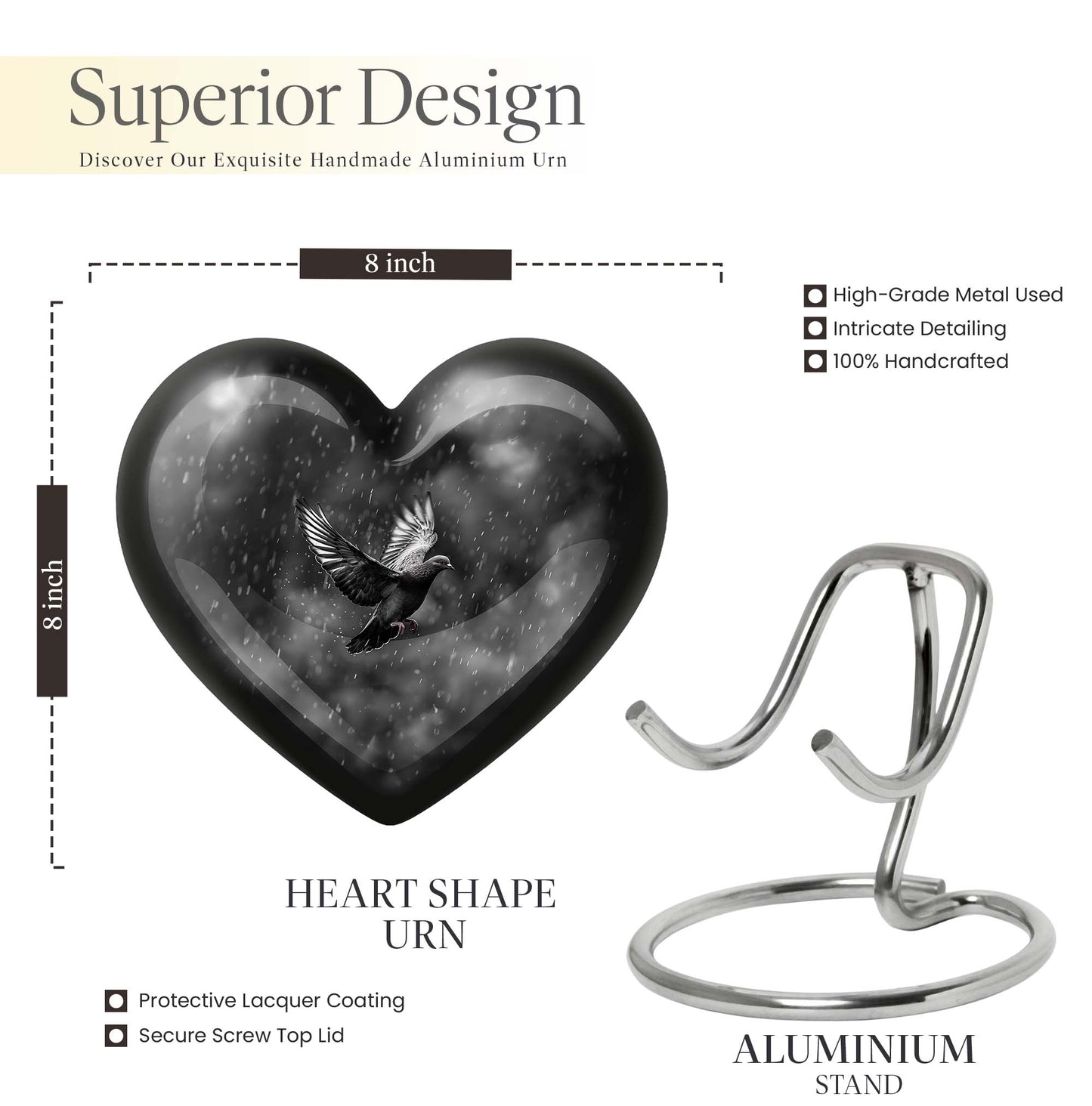 heart-shaped dove urn