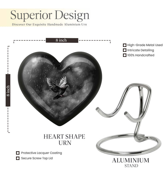 heart-shaped dove urn