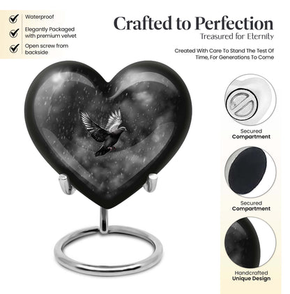 heart-shaped dove urn