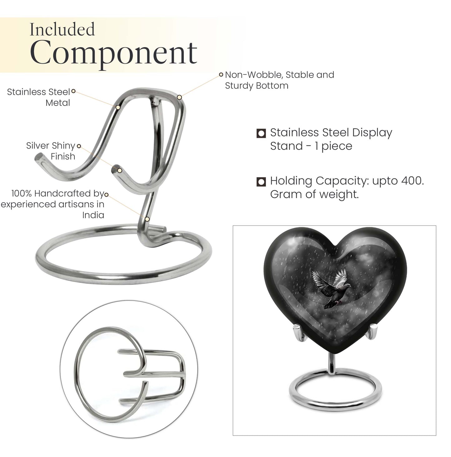 heart-shaped dove urn