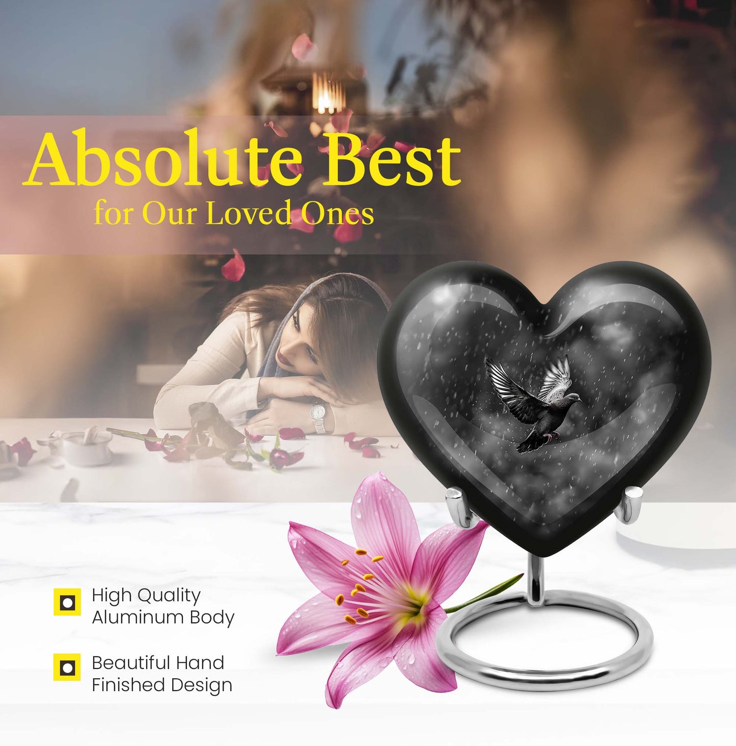 heart-shaped dove urn
