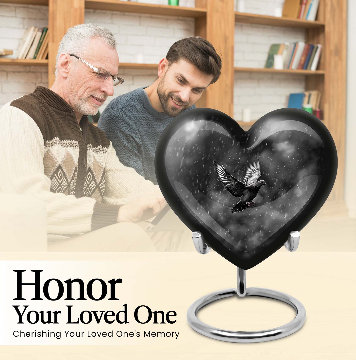 heart-shaped dove urn