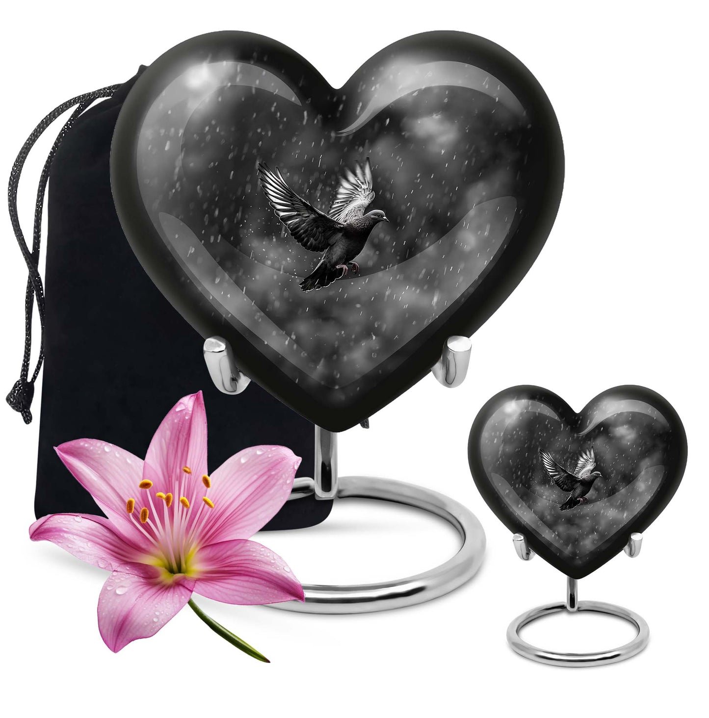 heart-shaped dove urn
