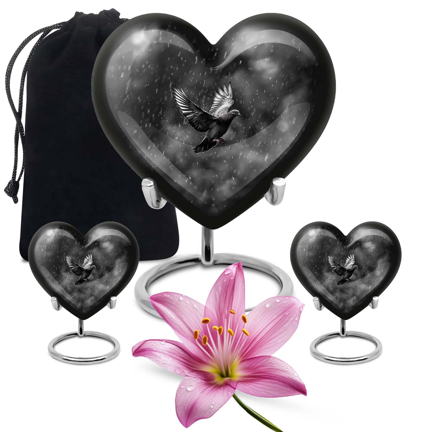 heart-shaped dove urn