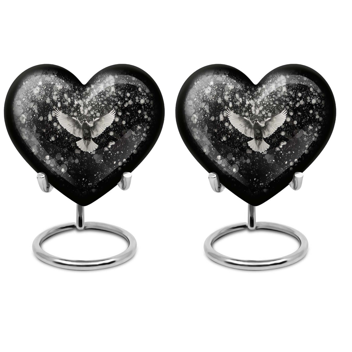 10 inch abstract heart-shaped aluminium dove urn for adult ashes, customizable