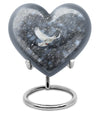 10-inch dove urn with abstract heart design for adult memorial, aluminium cremation containers