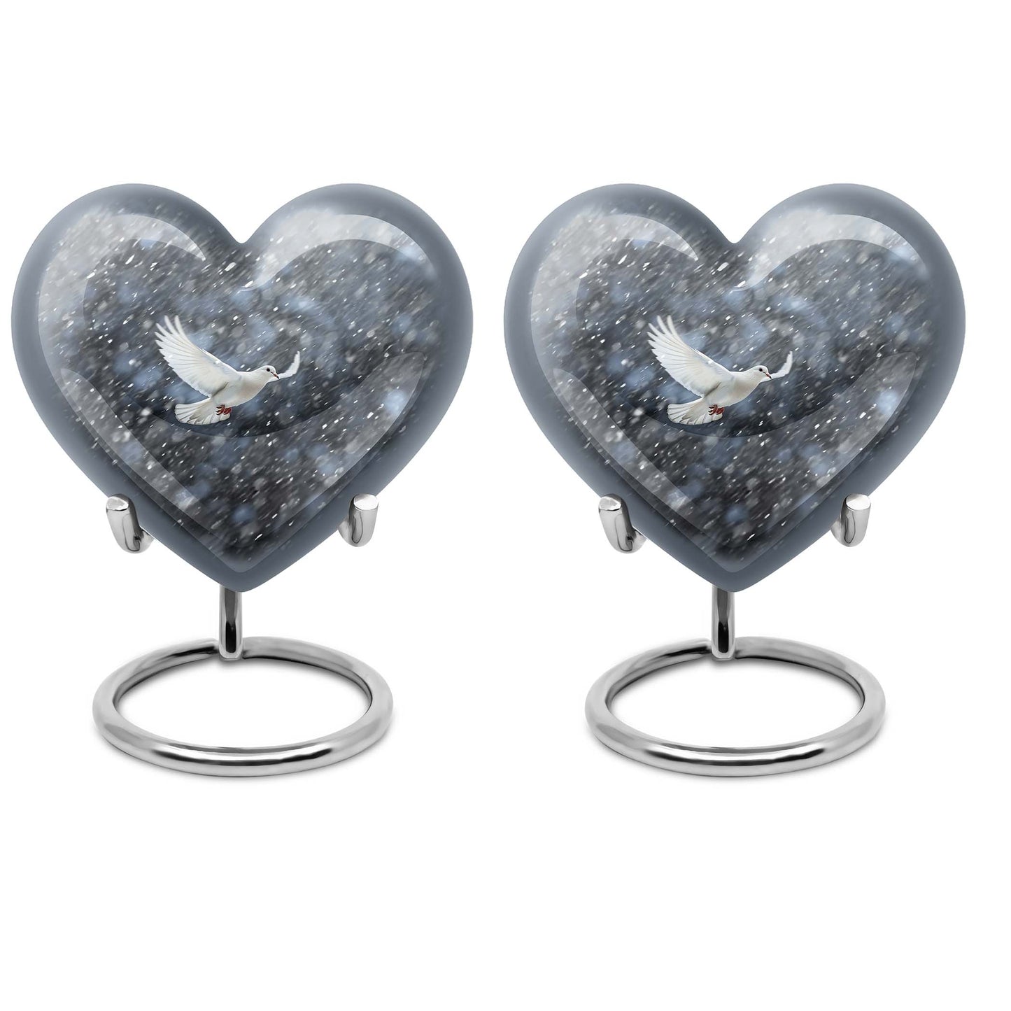 10-inch dove urn with abstract heart design for adult memorial, aluminium cremation containers