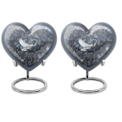 10-inch dove urn with abstract heart design for adult memorial, aluminium cremation containers