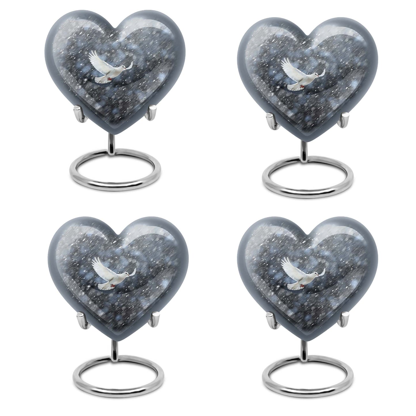 10-inch dove urn with abstract heart design for adult memorial, aluminium cremation containers