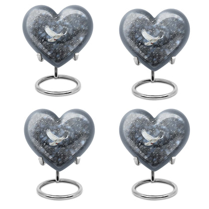 10-inch dove urn with abstract heart design for adult memorial, aluminium cremation containers