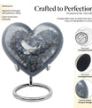 10-inch dove urn with abstract heart design for adult memorial, aluminium cremation containers
