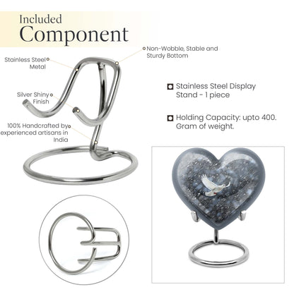 10-inch dove urn with abstract heart design for adult memorial, aluminium cremation containers