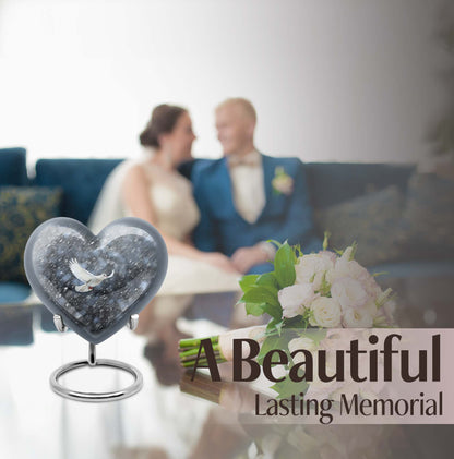 10-inch dove urn with abstract heart design for adult memorial, aluminium cremation containers