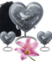 10-inch dove urn with abstract heart design for adult memorial, aluminium cremation containers
