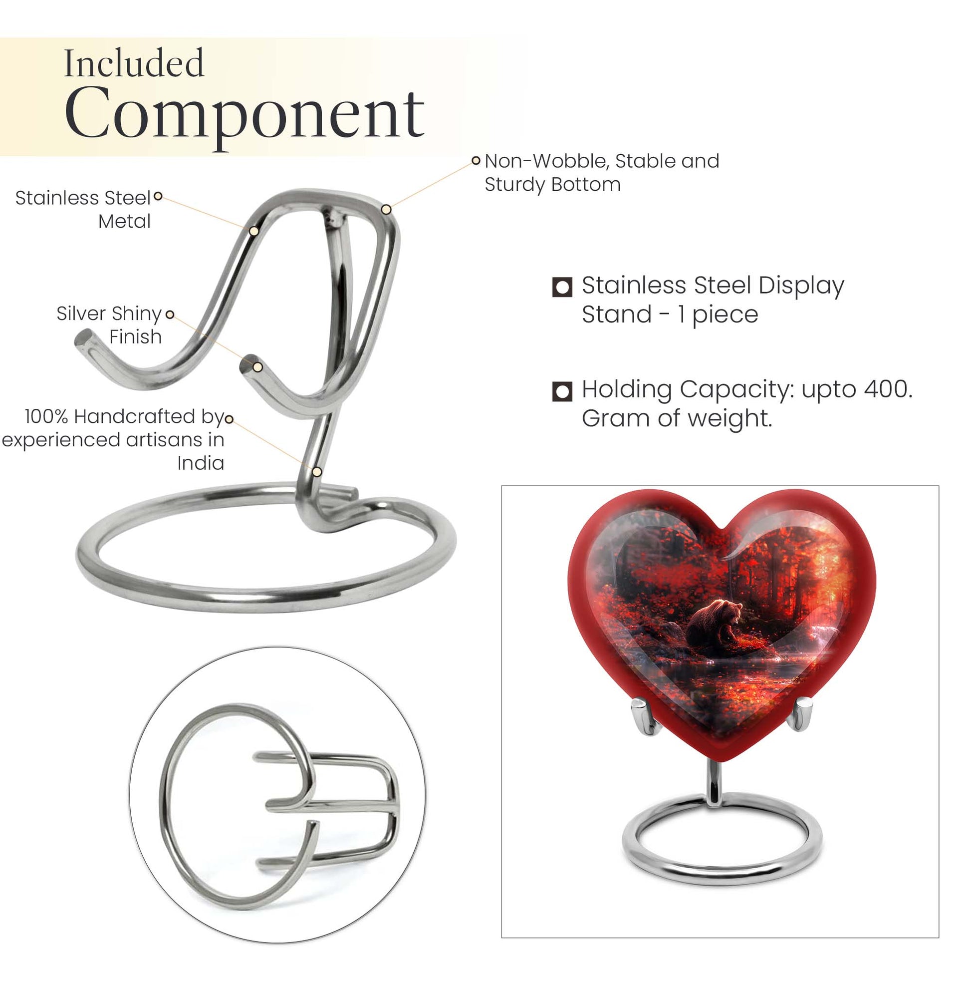 Heart urn for men's ashes