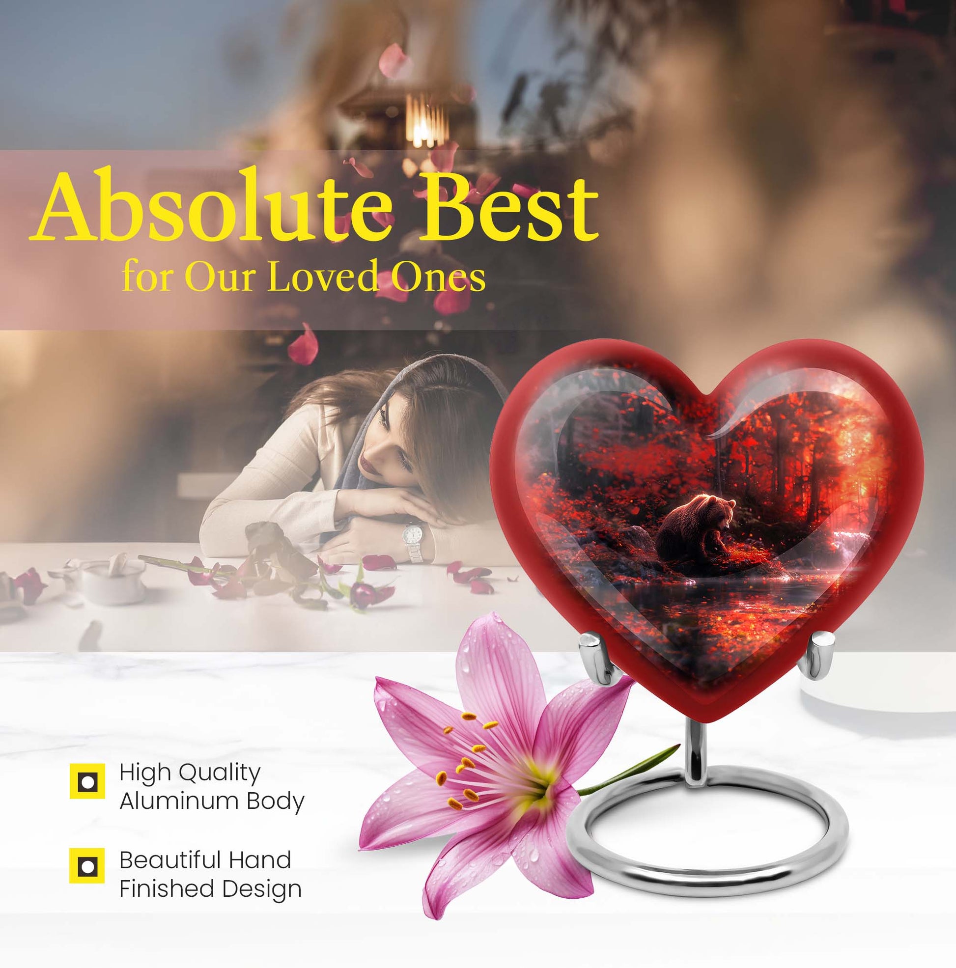 Heart urn for men's ashes