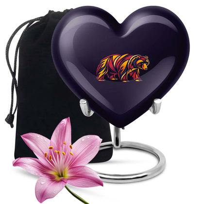 Heart-shaped 10inch aluminium bear urn 