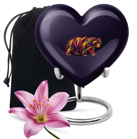 Heart-shaped 10inch aluminium bear urn 