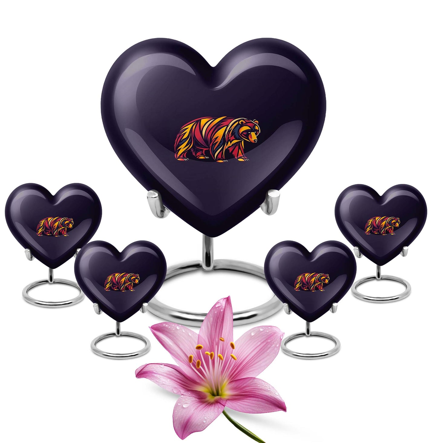 Heart-shaped 10inch aluminium bear urn 