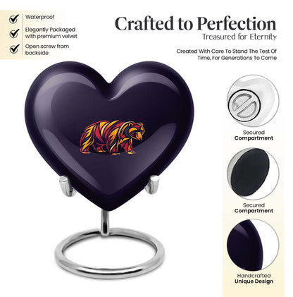 Heart-shaped 10inch aluminium bear urn 