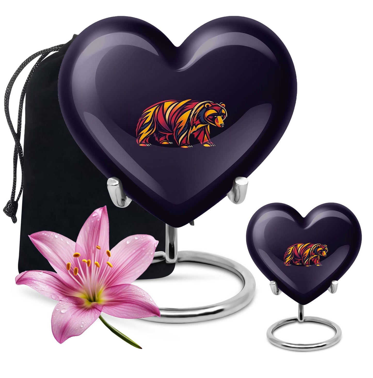 Heart-shaped 10inch aluminium bear urn 