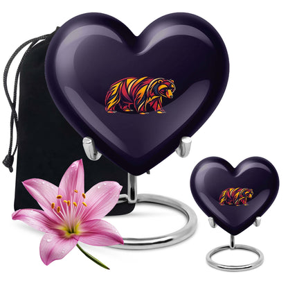 Heart-shaped 10inch aluminium bear urn 