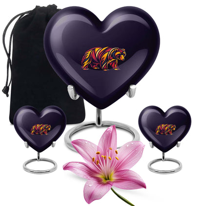 Heart-shaped 10inch aluminium bear urn 