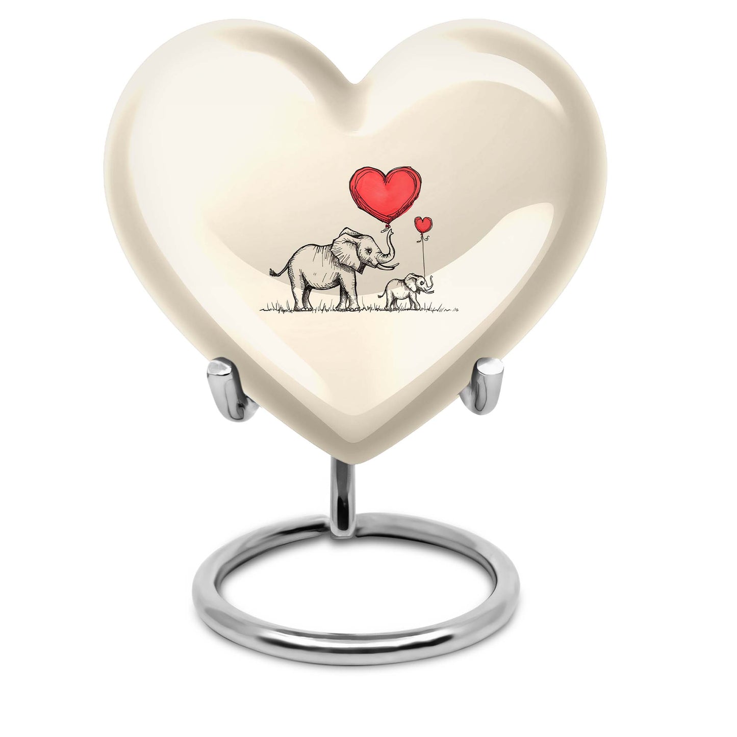 heart-shaped elephant family urn