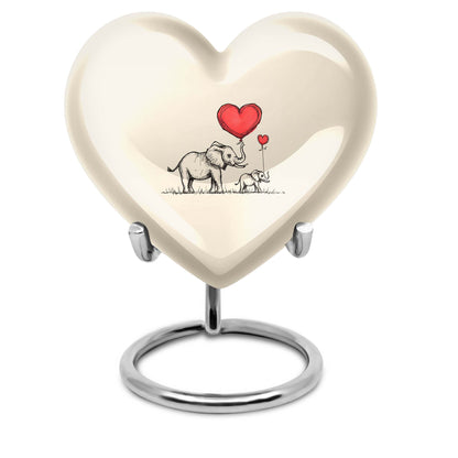heart-shaped elephant family urn