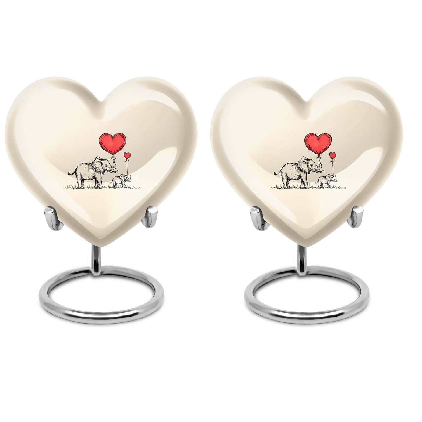 heart-shaped elephant family urn
